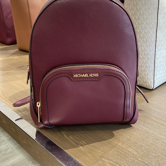 Michael Kors Jaycee Medium Pebbled Leather Backpack
 Oxblood/Golden 
NWT - Picture 7 of 16
